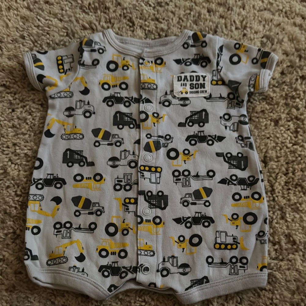 Carter's Gray and Yellow Construction Bodysuit